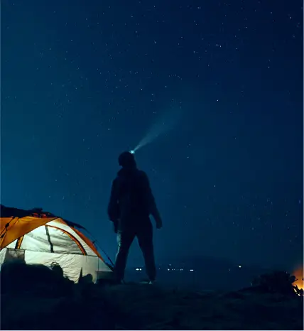 夜间在户外露营的人